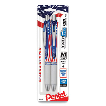Pentel® Energel Rtx Stars And Stripes Gel Pen, Retractable, Medium 0.7 Mm, Black Ink, Red-white-blue Barrel, 2-pack freeshipping - TVN Wholesale